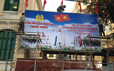Lắp biển hộp đèn cho công an TP Hải Phòng